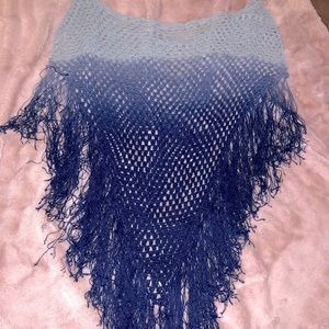 NEW Free People Blue Knitted Shall/Sweater Ombré OS women’s